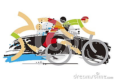 Triathlon race expresiv stylized. Vector Illustration