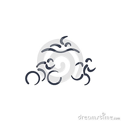 Triathlon symbol - running, swimming and cycling men. Vector Illustration