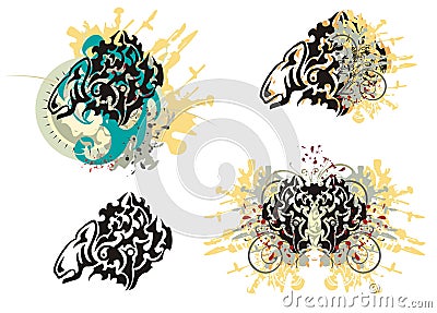 Tribal animal splashes Vector Illustration