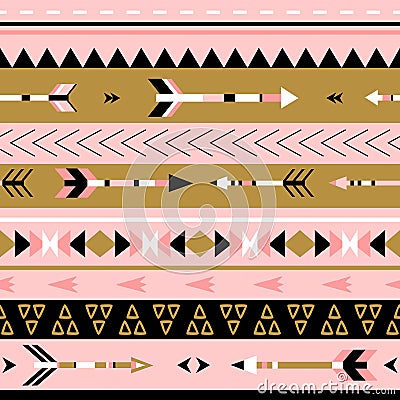 Tribal arrows boho seamless pattern. Ethnic geometric print. Vector Illustration