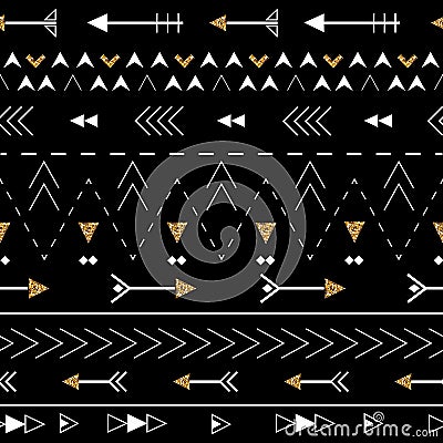 Tribal art boho seamless pattern. Ethnic geometric print. Background texture. Fabric, cloth design, wallpaper, wrapping Vector Illustration