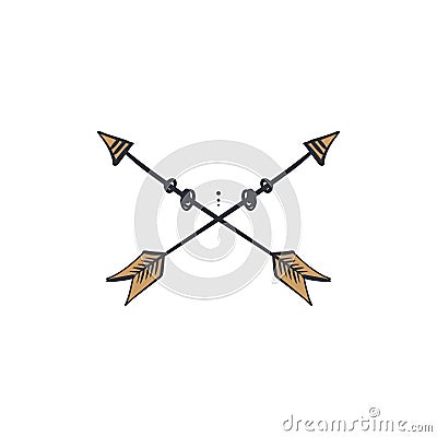 Tribal art, tattoo, arrows label, wild logo and other Cartoon Illustration