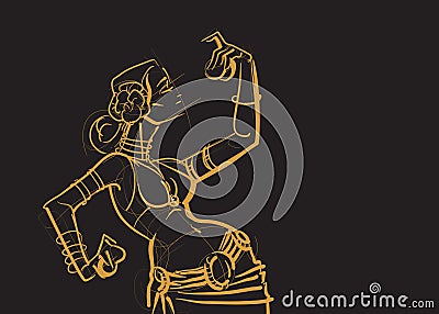 Tribal belly dancer with cymbals holding expressive impressive p Vector Illustration