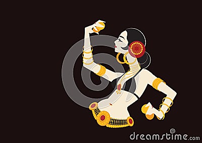 Tribal belly dancer with cymbals holding expressive impressive p Vector Illustration