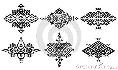 Tribal black element patterns on white background Stock Photo