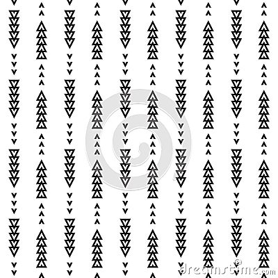Tribal black vertical up and down triangle arrows sign icons pattern on white Vector Illustration