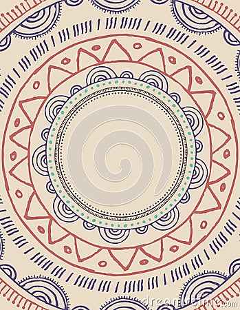 Tribal Bohemian Mandala background with round Vector Illustration