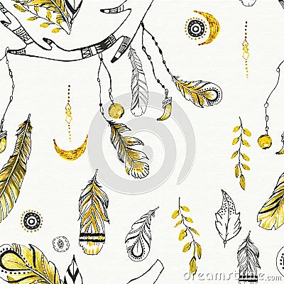 Tribal boho style feathers. Vector Illustration