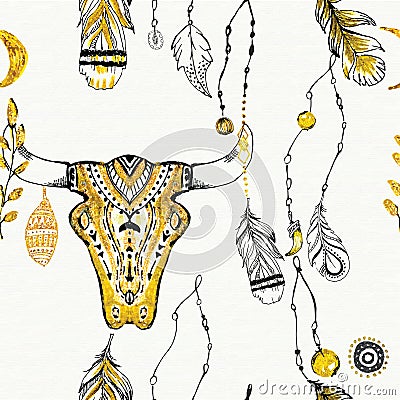 Tribal boho style feathers. Vector Illustration