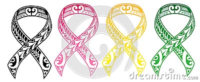 Tribal Cancer Ribbon Vector Illustration