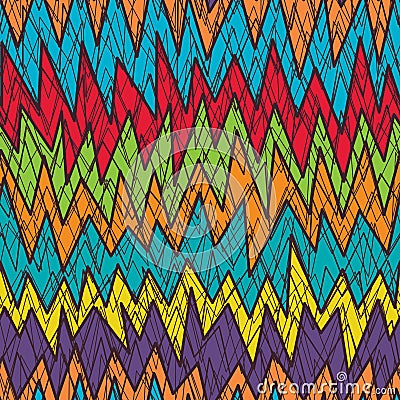 Tribal Chevron crazy line color seamless pattern Vector Illustration