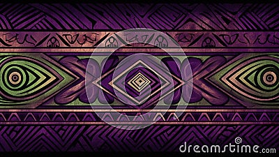 Tribal Chic Plum Purple and Mossy Green Earthy Tones Pattern Stock Photo