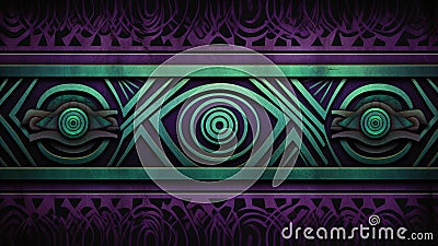 Tribal Chic Plum Purple and Mossy Green Earthy Tones Pattern Stock Photo