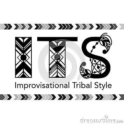 Tribal dance style name written by ethnic letters. Vector Illustration