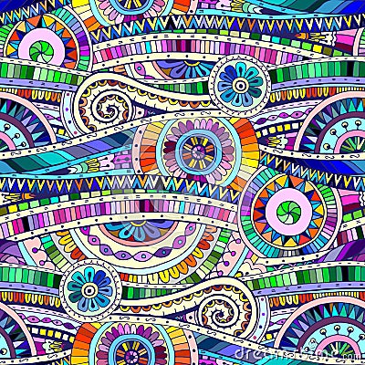Tribal doddle ethnic seamless pattern. Vector Illustration