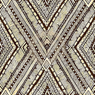 Tribal doddle rhombus seamless background. Vector Illustration