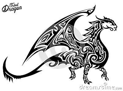 Tribal Dragon Vector Illustration