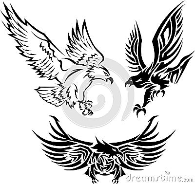 Tribal Eagle Tattoos Vector Illustration