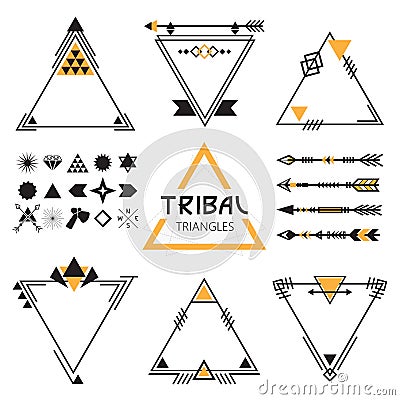 Tribal empty triangles labels, arrows, and symbols Vector Illustration