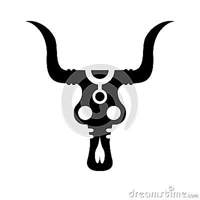 Tribal Ethnic Bull Skull Bone. Native American Indian Theme. Vector Illustration