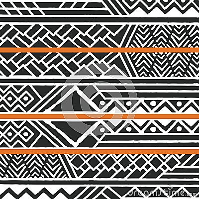 Tribal ethnic colorful bohemian pattern with geometric elements, African mud cloth, tribal design Vector Illustration