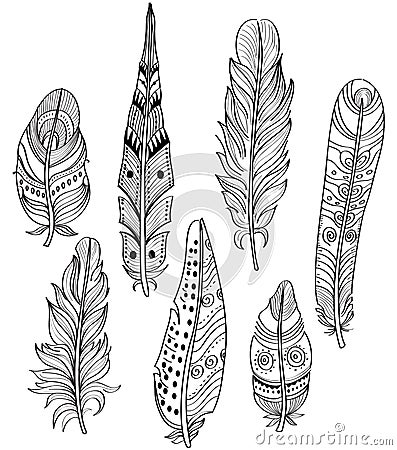 Tribal Ethnic Feathers Vector Illustration