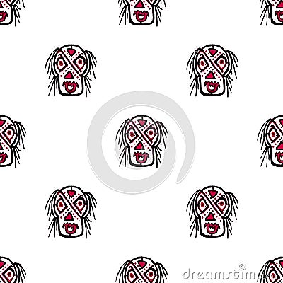 Tribal Skull Head Drawing Cartoon Illustration