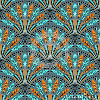 Tribal Feathers Boho Seamless Pattern Vector Illustration