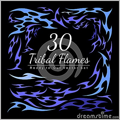 30 Tribal Flames - Hot Rod Flames Vector Illustration