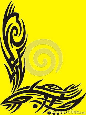 Tribal frame on yellow Stock Photo
