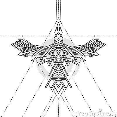Tribal geometric raven tattoo, vector illustration Vector Illustration