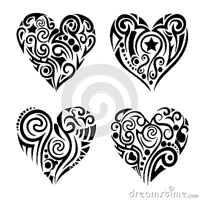 Tribal hearts Vector Illustration