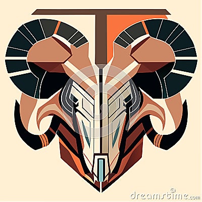 Tribal horned viking. Vector illustration in retro style Generative AI Cartoon Illustration