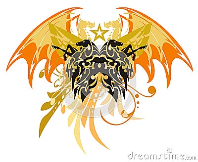 Tribal horse butterfly with dragon wings Vector Illustration