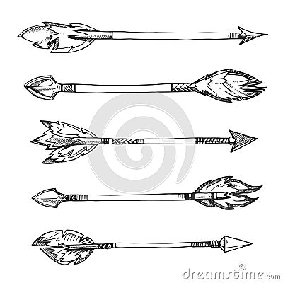 Tribal indian arrows. Vector hand drawn decorative elements in boho style Vector Illustration