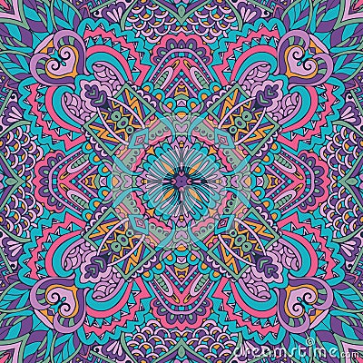 Tribal indian ethnic seamless design. Festive colorful mandala pattern Vector Illustration