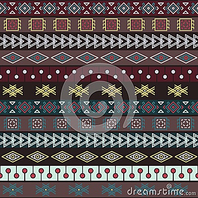 Tribal knitted seamless pattern, indian or african ethnic patchwork style Stock Photo