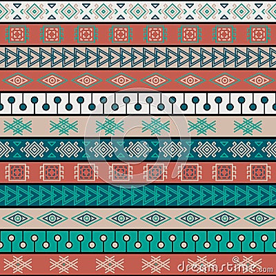 Tribal knitted seamless pattern, indian or african ethnic patchwork style Vector Illustration