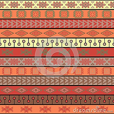 Tribal knitted seamless pattern, indian or african ethnic patchwork style Vector Illustration