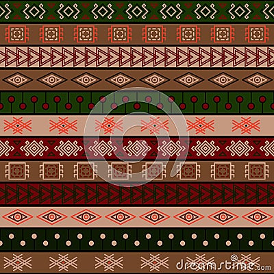 Tribal knitted seamless pattern, indian or african ethnic patchwork style Vector Illustration