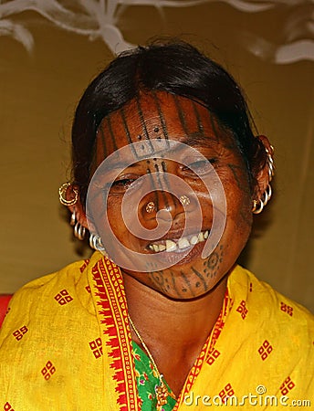 Tribal Lady with Tribal face painting Editorial Stock Photo