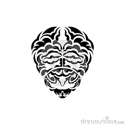 Tribal mask. Monochrome ethnic patterns. Black tattoo in samoan style. Black and white color, flat style. Vector. Vector Illustration