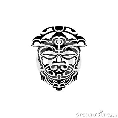 Tribal mask. Monochrome ethnic patterns. Black tattoo in samoan style. Isolated on white background. Vector. Vector Illustration
