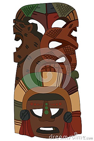 Tribal Mask Native American Aztec Inca Mayan Vector Image Snake Rat Vector Illustration