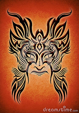 Tribal mask tattoo illustration Cartoon Illustration