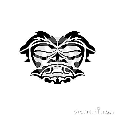 Tribal mask. Traditional totem symbol. Black tattoo in samoan style. Isolated. Vector illustration. Vector Illustration