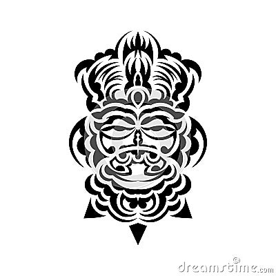 Tribal mask. Traditional totem symbol. Black tattoo in samoan style. Isolated on white background. Vector. Vector Illustration