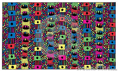 Tribal mystical ethnic mosaic pattern. Ornamental hand drawn colorful ink pattern. Vector illustration Vector Illustration