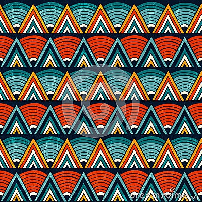 Tribal ornament in vibrant colours. Seamless abstract vector background. Vector Illustration