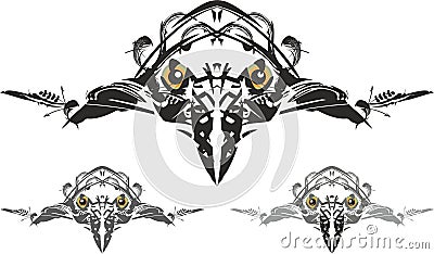 Tribal raven symbols - three options on white background for your design Vector Illustration